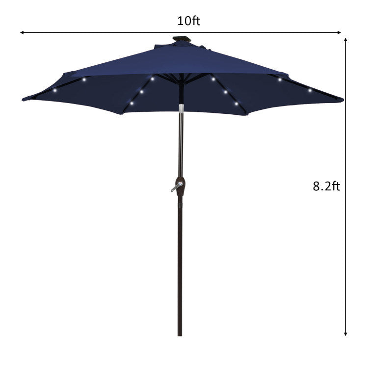 10 Feet Outdoor Patio Umbrella with Bright Solar LED Lights