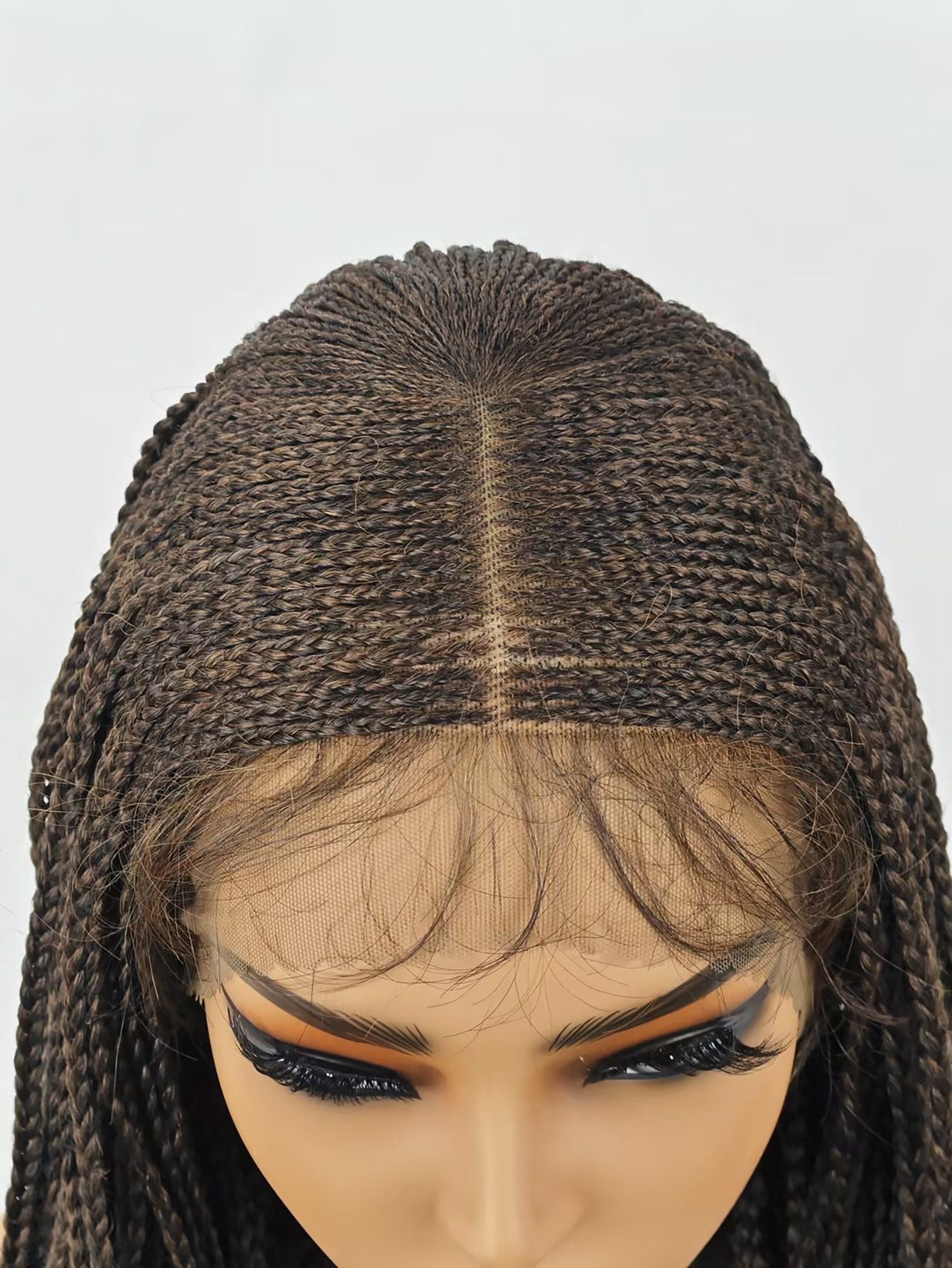 28 inch Braided Wigs for BlackWomen Full Lace Front Box BraidedWig KnotlessBraided WigsLightweight Braids Synthetic LaceFront Wig Black plus light brown HandBraided Wigs With Baby Hairsynthetic wig