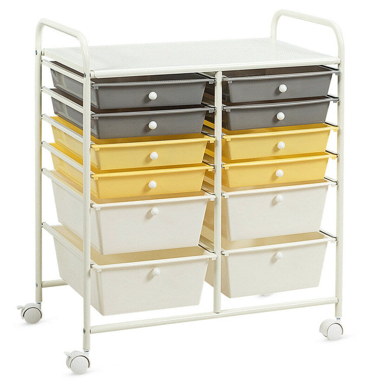 12 Drawers Rolling Cart Storage Scrapbook Paper Organizer Bins