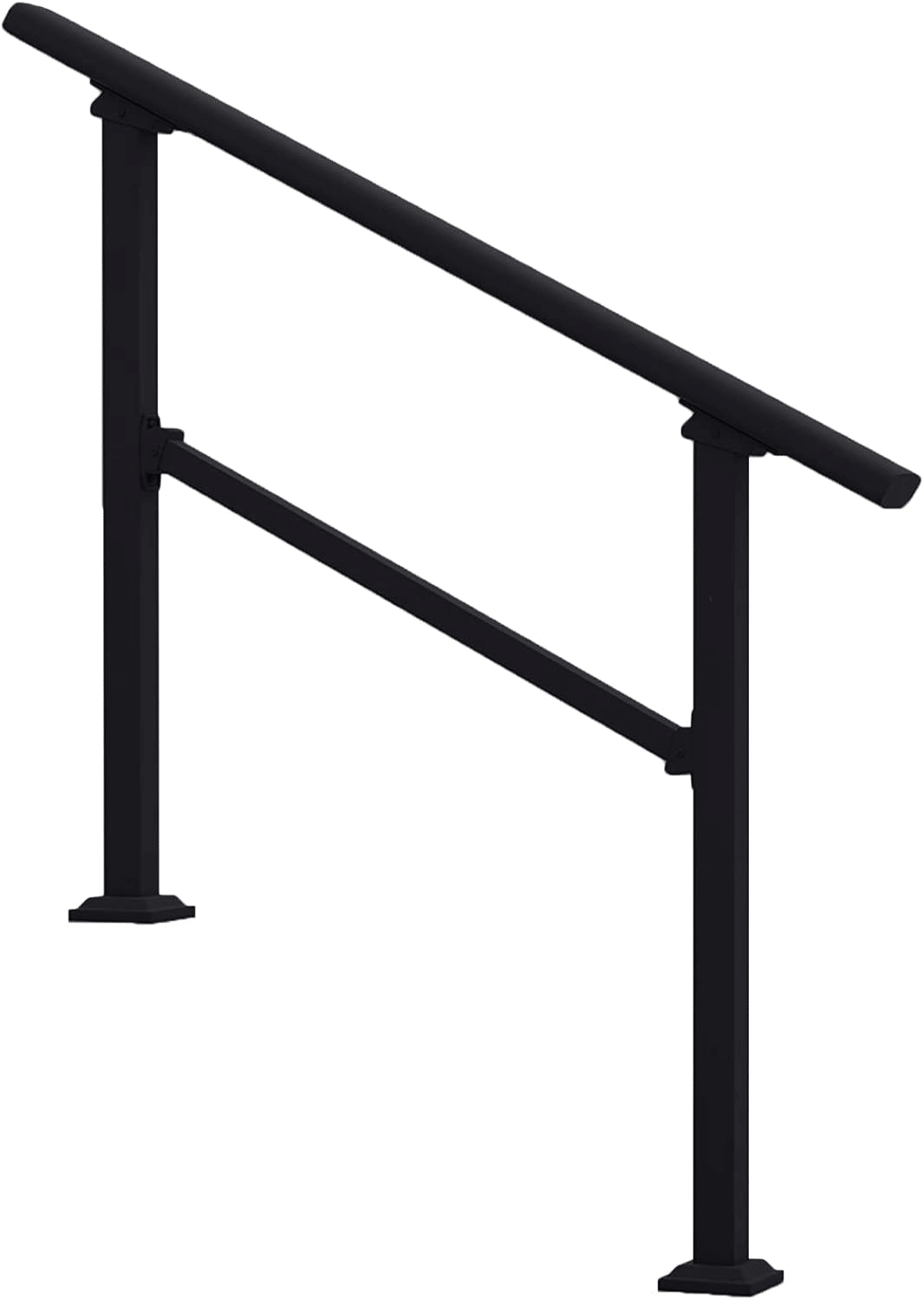 Handrails for Outdoor Steps 3 Steps Handrail - Black Outdoor Hand Rails for Steps,Transitional Handrail with Installation Kit,Hand Rails for Outdoor Steps(3 Steps-2Pack)