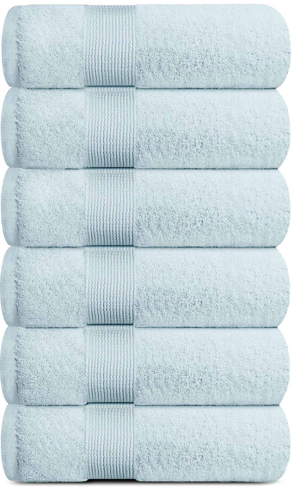 Resort Collection Soft Hand Towels 16x27 in 6 Pack Light Blue Luxury Hotel Plush Absorbent Cotton Hand Towel