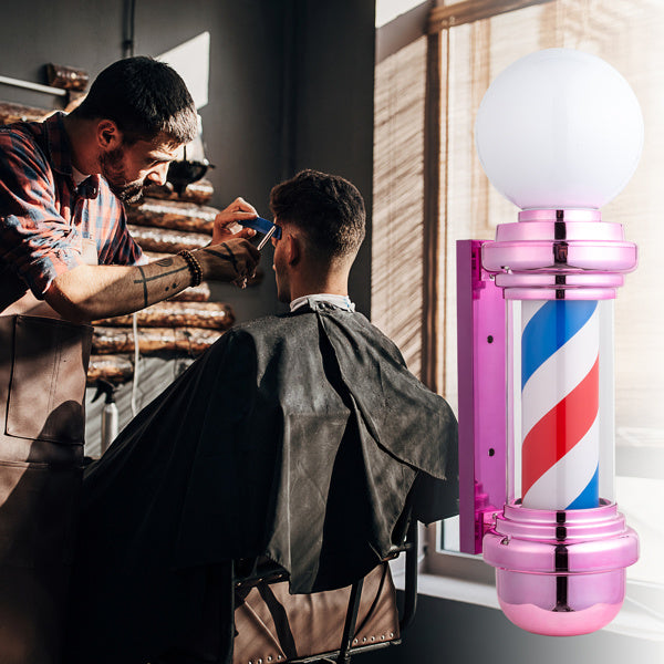 27" Barber Pole LED Light Pink,Classic Style Hair Salon Barber Shop Open Sign,Rotating Red White Blue LED Strips,IP44 Waterproof Save Energy