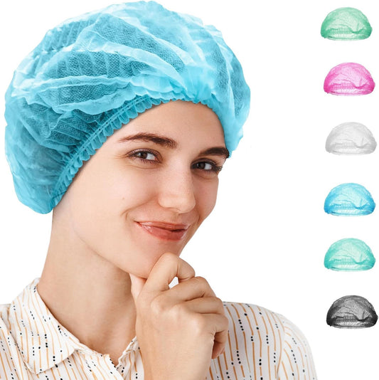Blue Pleated Bouffant Hair Nets 24'; Disposable Hair Covers for Nurses Pack of 1000; Breathable Polypropylene Bouffant Caps; Disposable Hair Caps for Nurses with Elastic Stretch Band