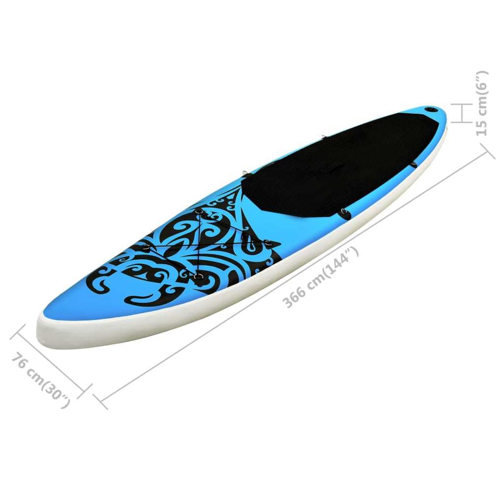 Inflatable Stand Up Paddleboard Set 144.1"x29.9"x5.9" Blue