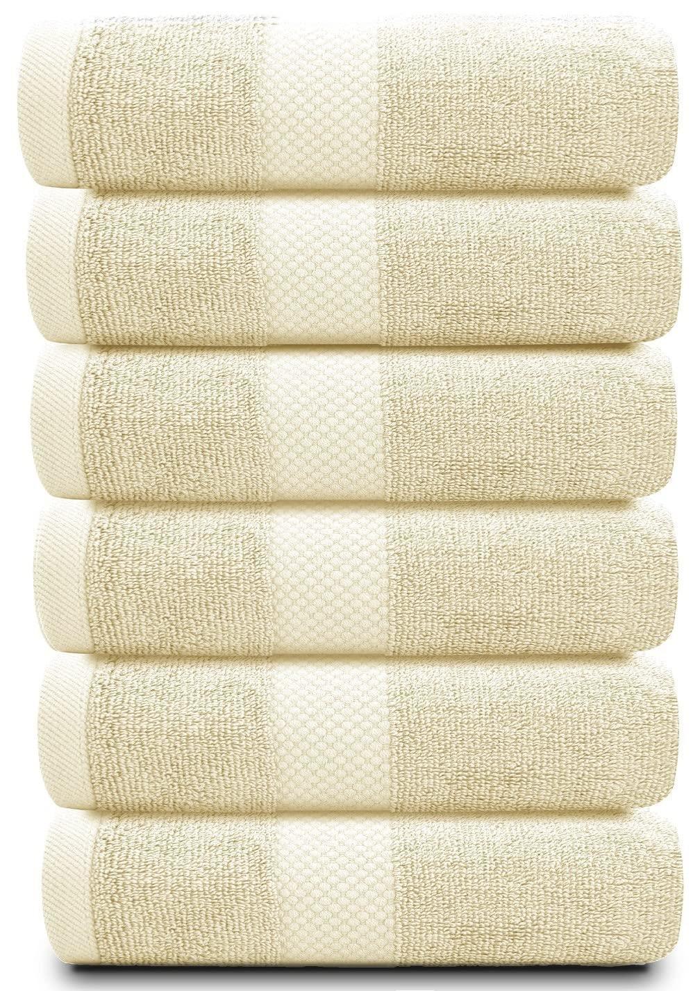 Luxury Hand Towels Turkish Cotton for Hotel Spa Bathroom Towel 16x30 inch 6 Pack Beige Color