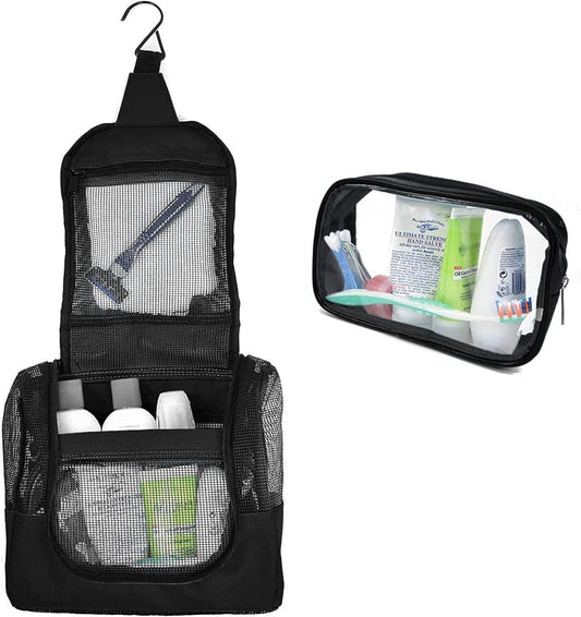 Portable Hanging Shower Caddy Organizer Bag Black Free Toiletries Case Metal Hook Quick Dry Mesh Shower Caddy Tote Bag Pouch For Bathroom College Dorm Camp Gym Camping 10x4x8 inch