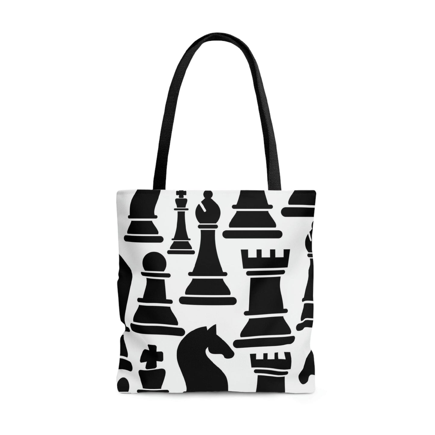 Canvas Tote Bag, Black And White Chess Print