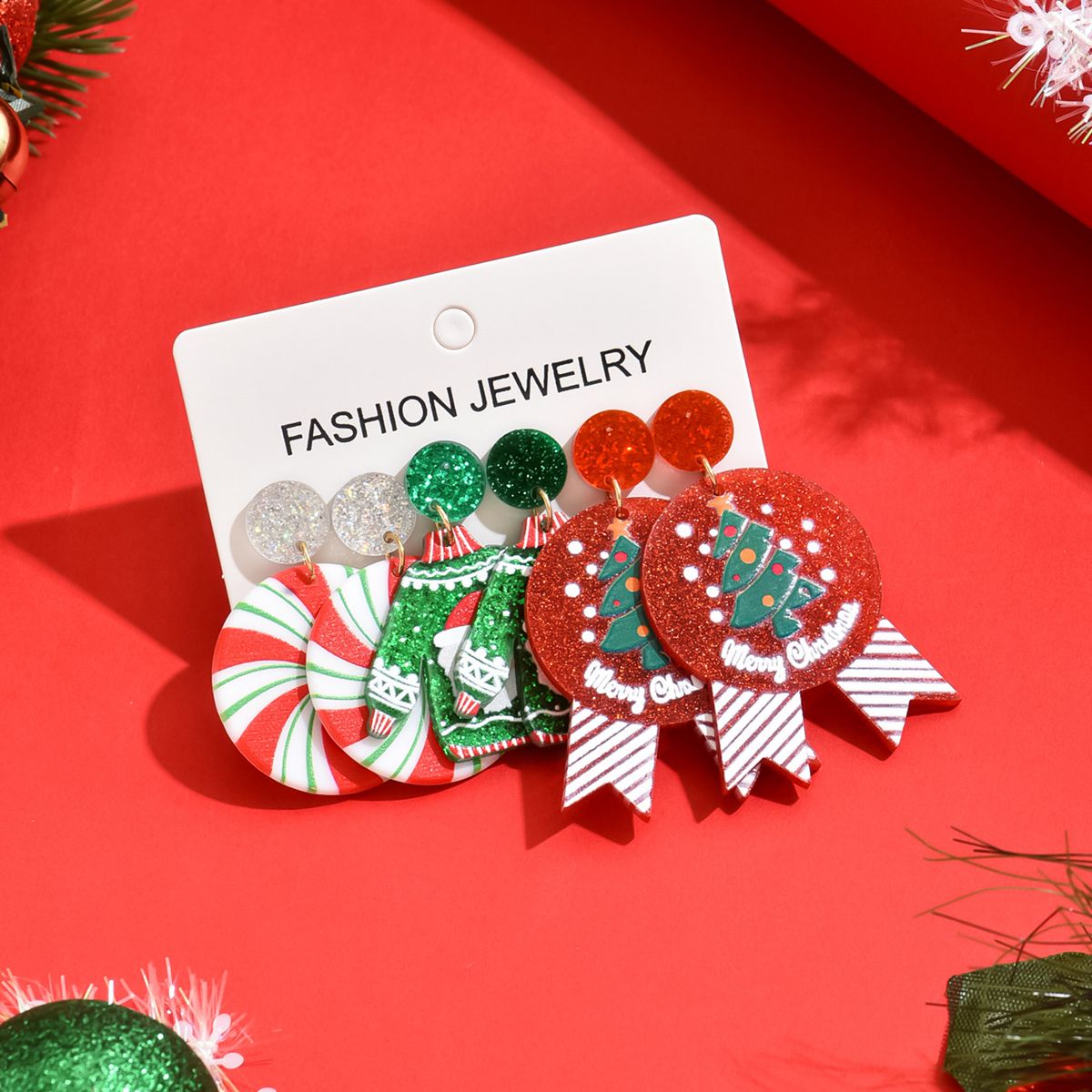 Festive Christmas Themed Acrylic Earrings -  Add a Touch of Magic to Your Holiday Wardrobe