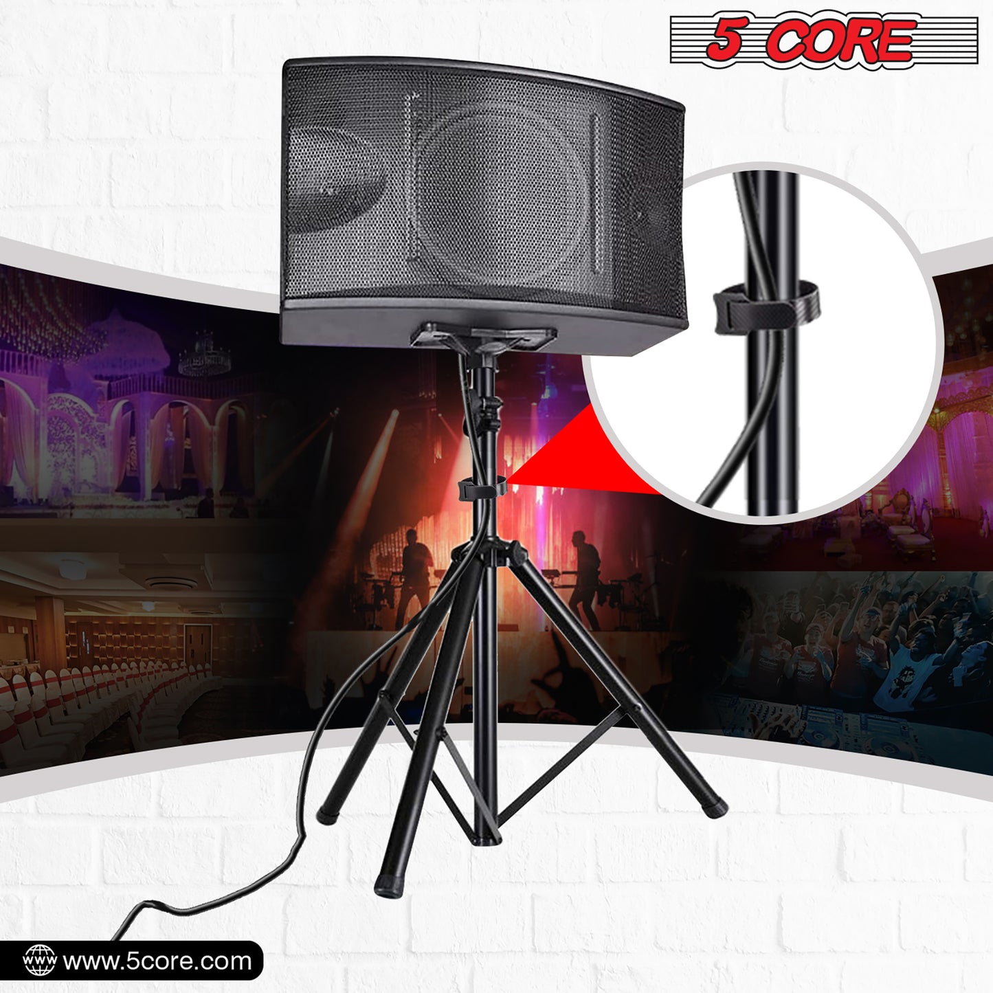 5 Core Speaker Stand Tripod Floor Adjustable Up to 60 Inch DJ Studio Monitor Stands Pole Mount- SS HD 1PK 5FT