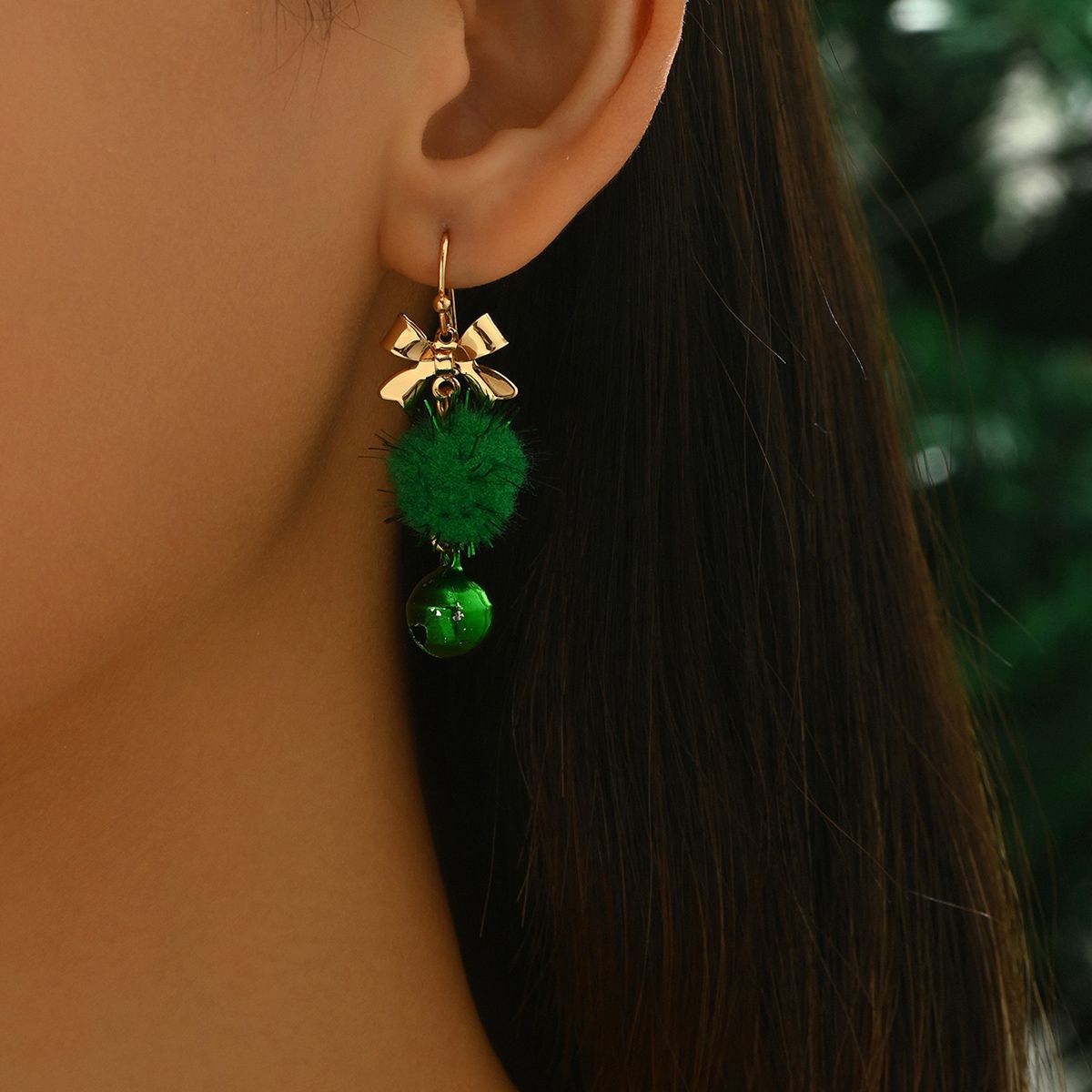 Christmas Themed Pom-Pom Dangle Earrings -  Festive and Fun Accessories for Women