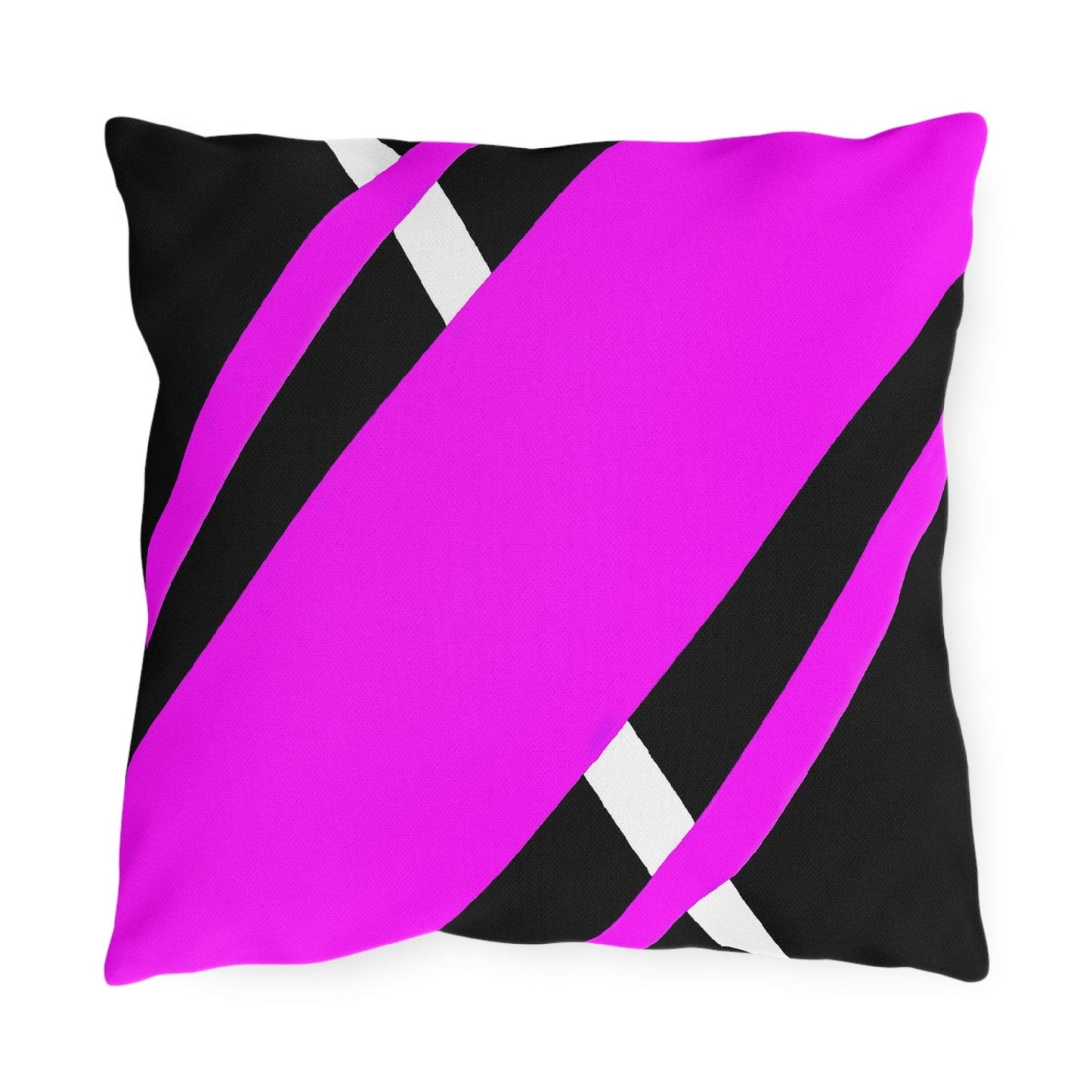 Decorative Outdoor Pillows With Zipper - Set Of 2, Black And Pink Geometric Pattern