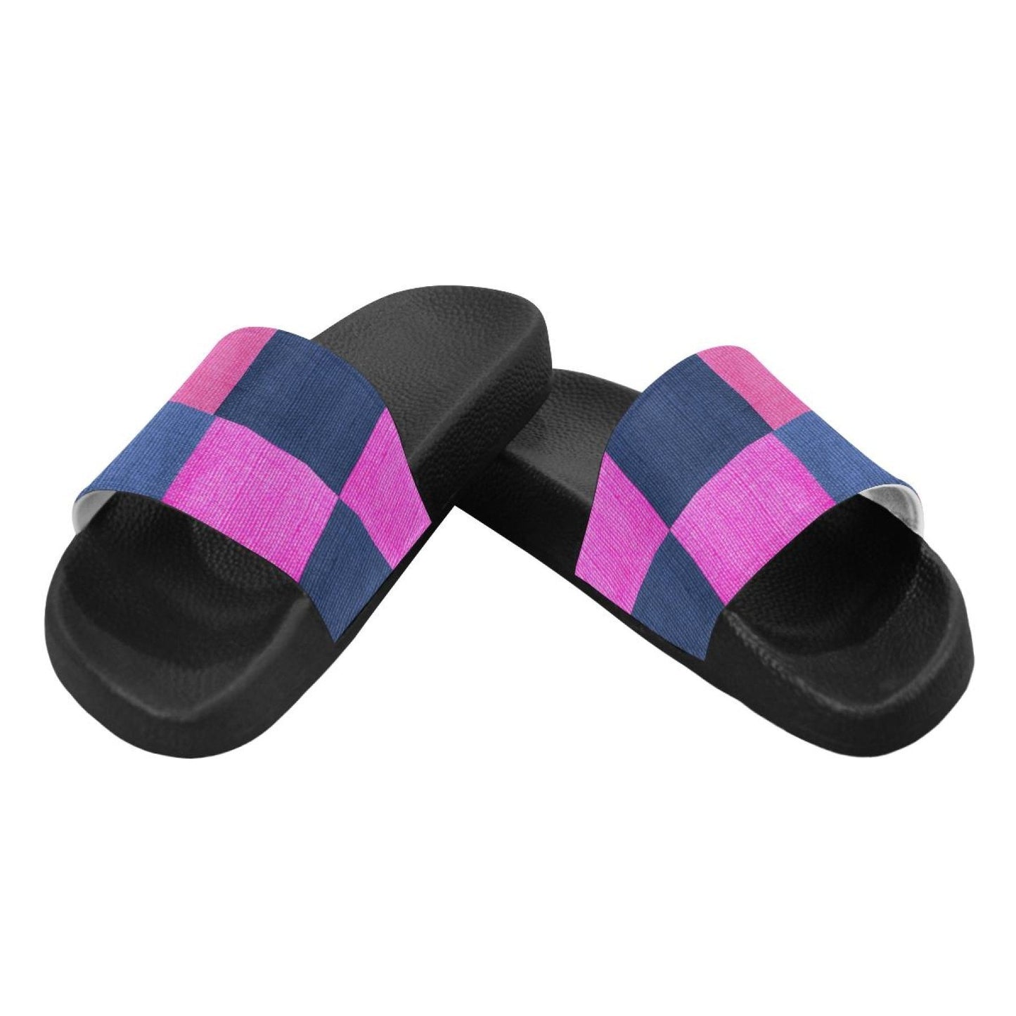 Flip-Flop Sandals, Pink & Blue Square Style Womens Slides