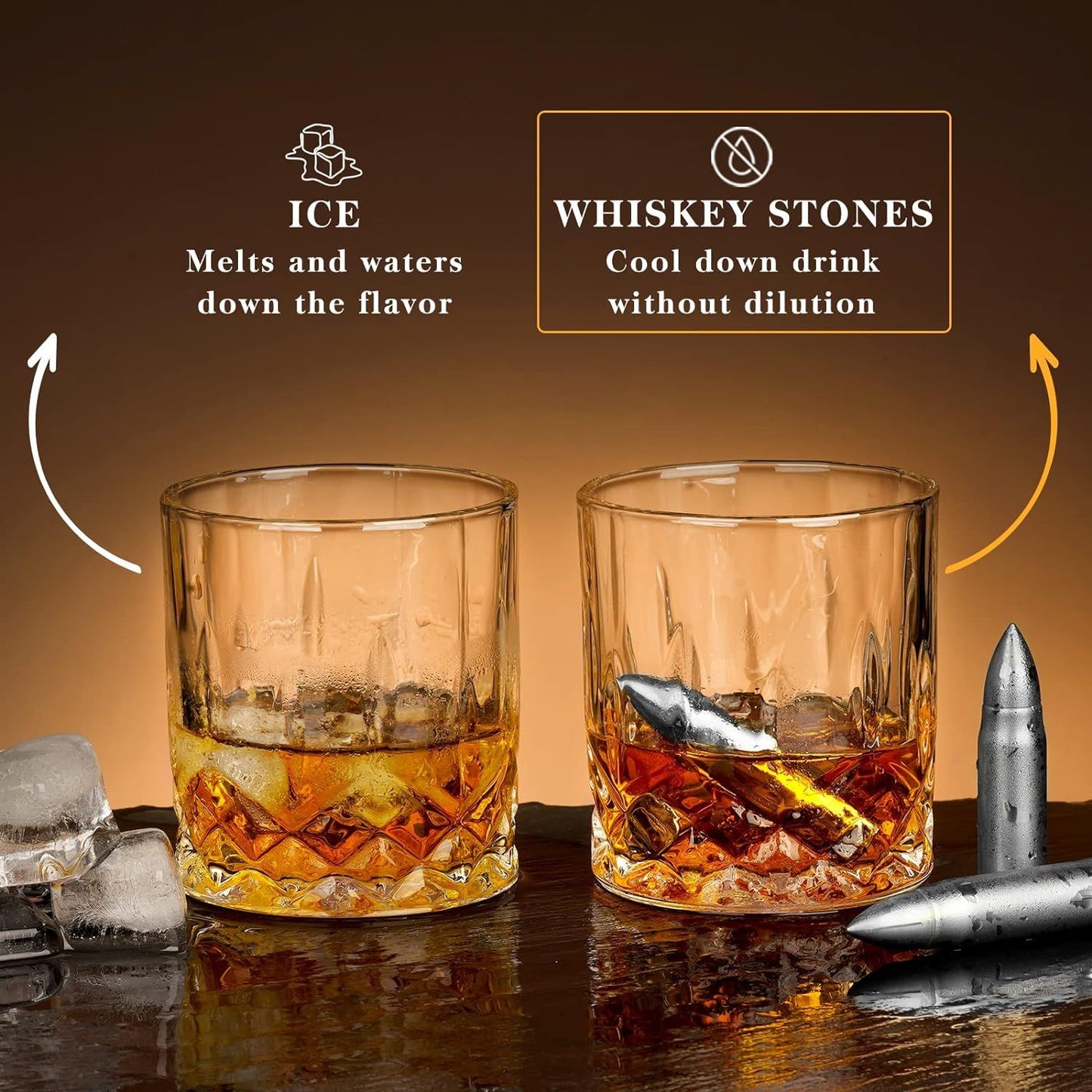 Stainless Steel Whiskey Bullet Stones Gift Set