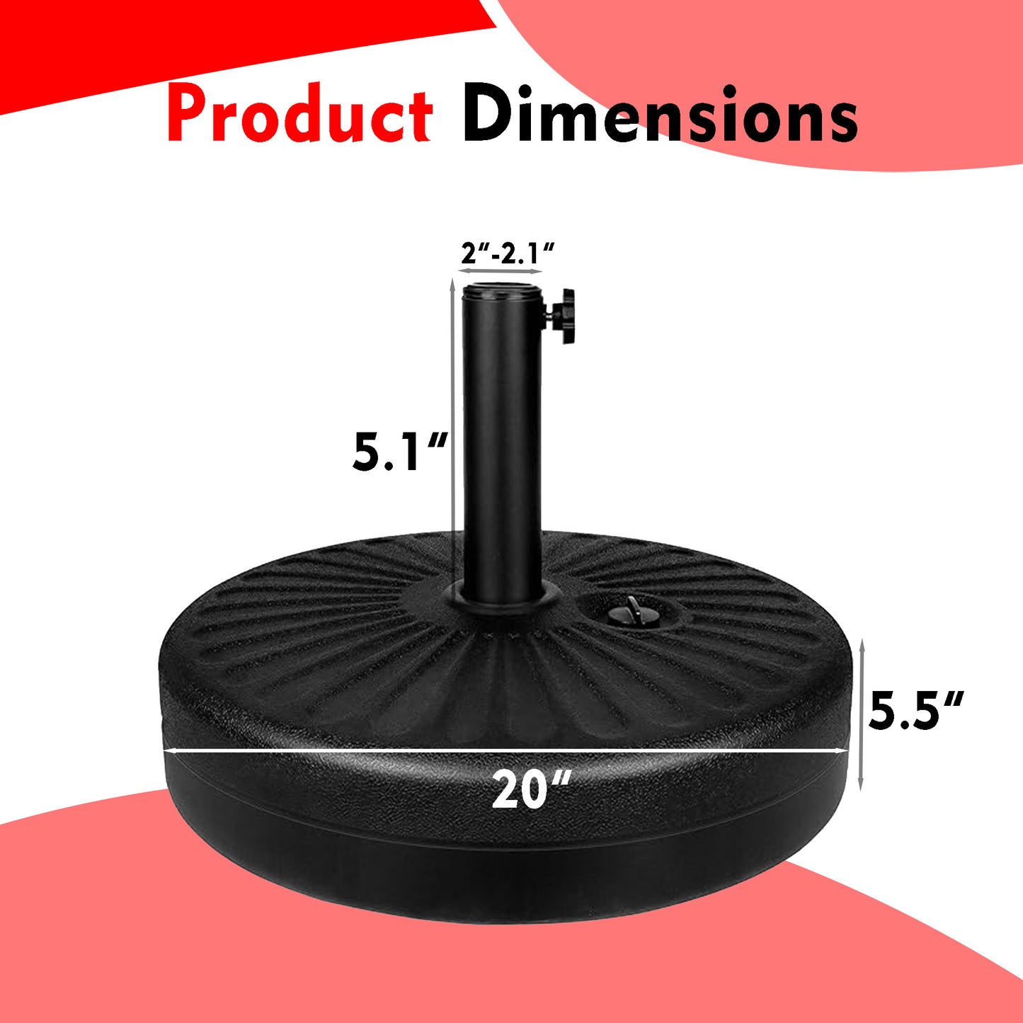 20 Inch Round 46 LBS Water Filled Umbrella Base