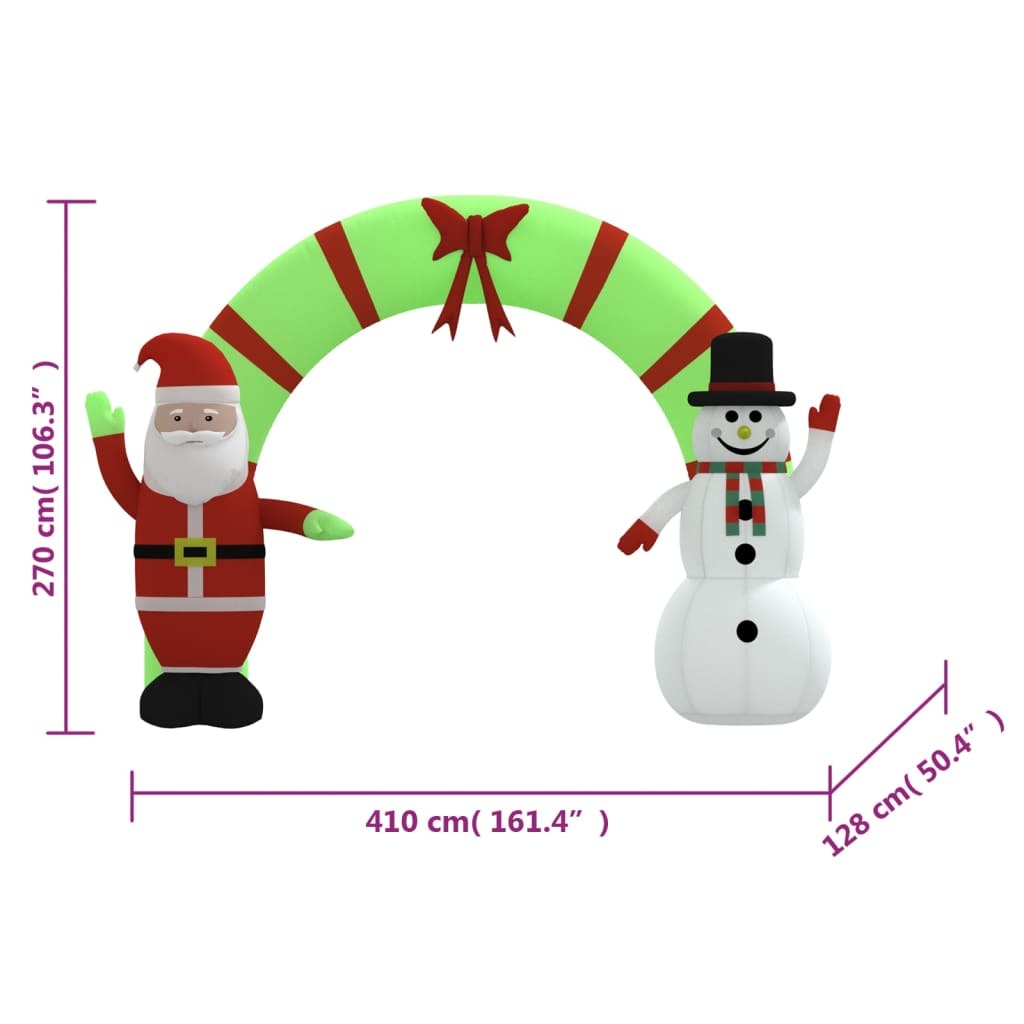 Christmas Inflatable Santa & Snowman Arch Gate LED 106.3"