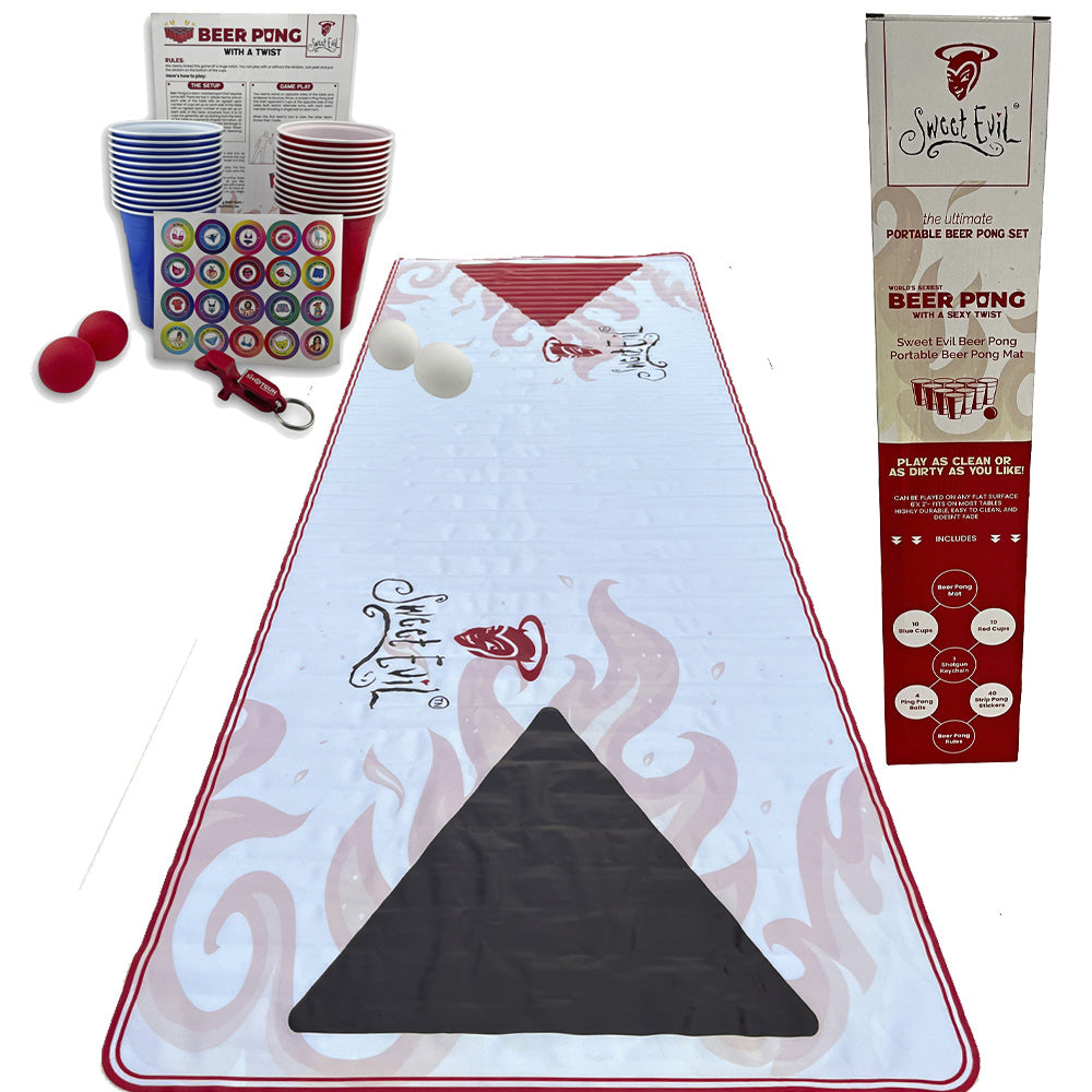 Beer Pong Table Mat Drinking Game - Strip Beer Pong