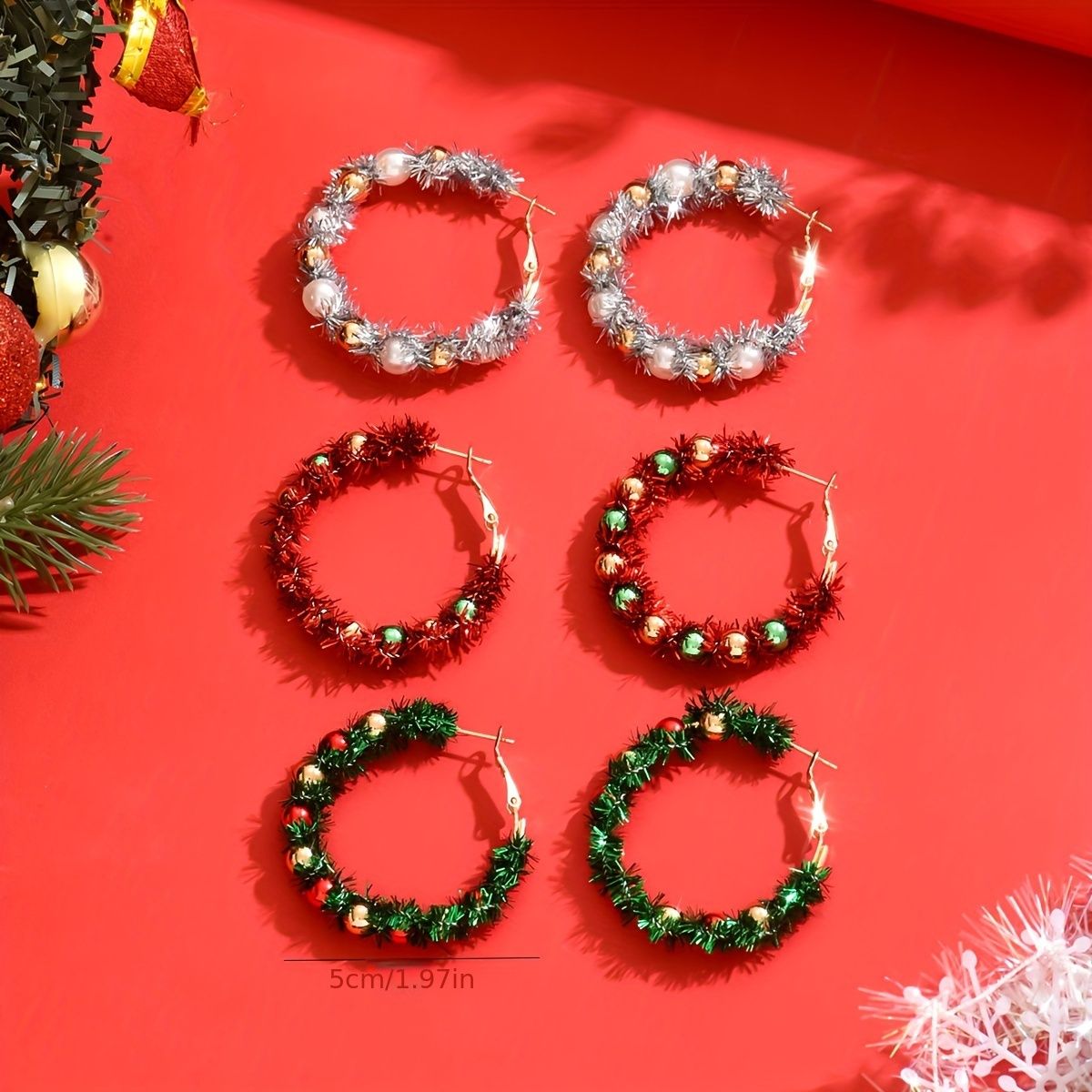 Festive Holiday Hoop  Earrings Set