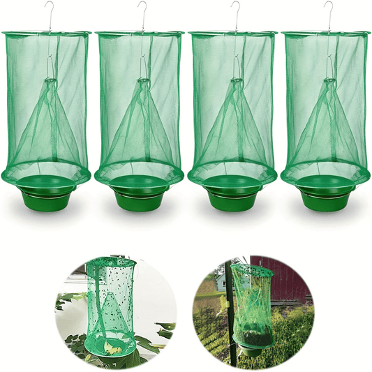 2 x 4 Pack Fly Traps Outdoor, Ranch Fly Traps Fly Catcher Cage for Indoor or Outdoor Family Farms, Park, Restaurants