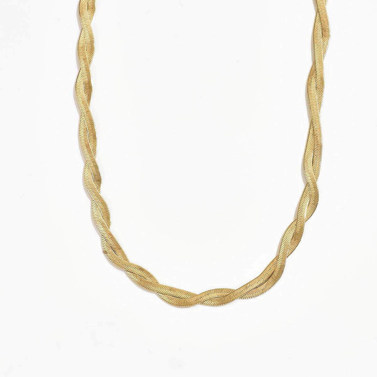 "Elegant Gold-Tone Twisted Chain  Choker Necklace for Women"