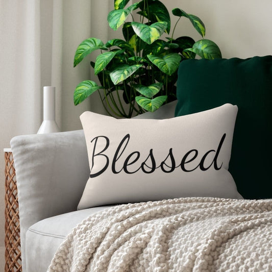 Decorative Throw Pillow - Double Sided Sofa Pillow / Blessed - Beige Black