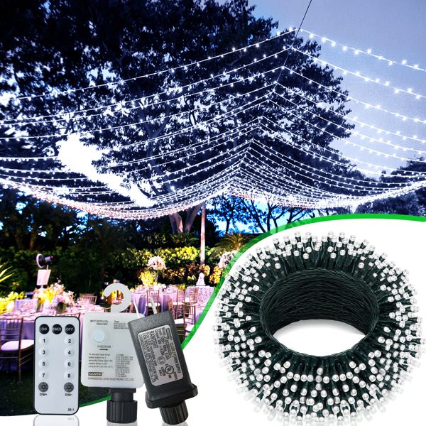 Christmas Lights Outdoor, 197 FT 580 LED Christmas Decorations Lights/Waterproof String Fairy Lights Plug in with 8 Modes and Timer Lights for Door/Yard/Party/Christmas Decor