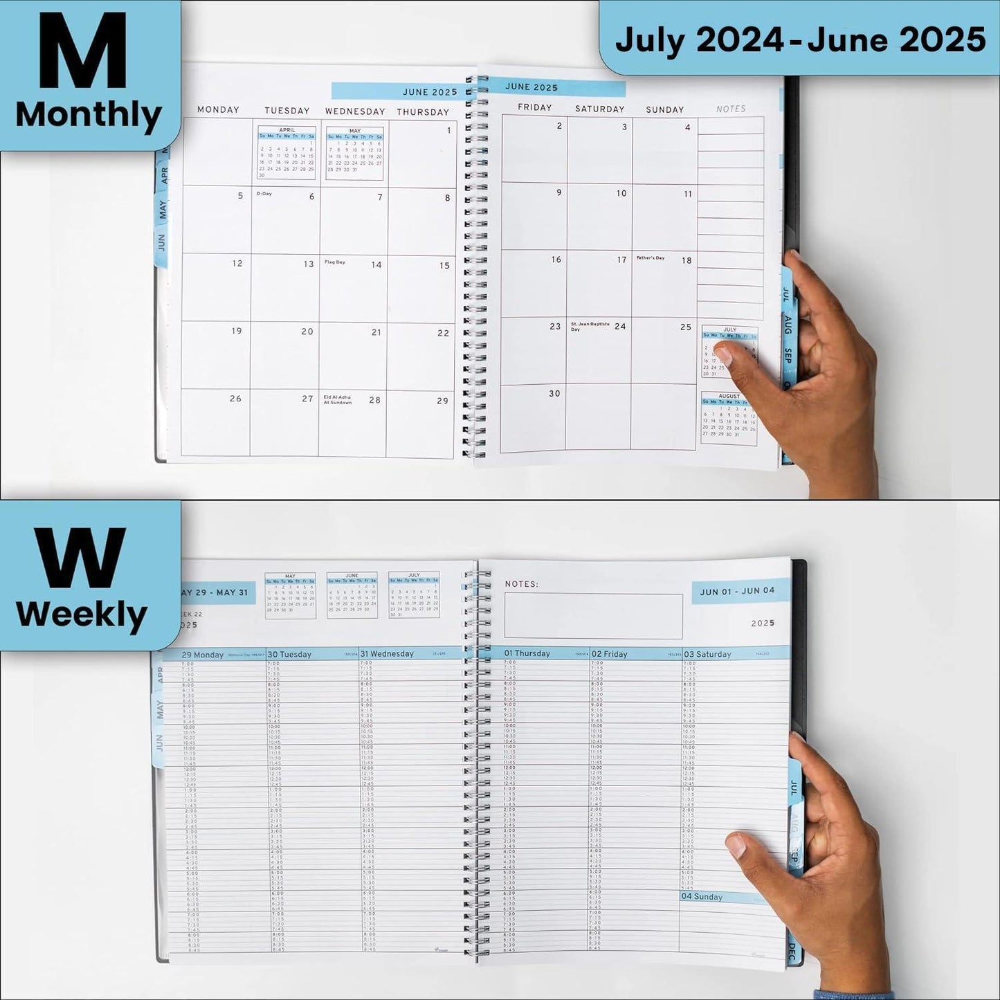 2024 2025 Appointment Book Planner 8.5x11 inch Large Tabbed Daily Hourly Weekly Academic Planner Calendar Schedule Book 15 Minute time Slots Business Personal July 2024 June 2025 Dark Blue)