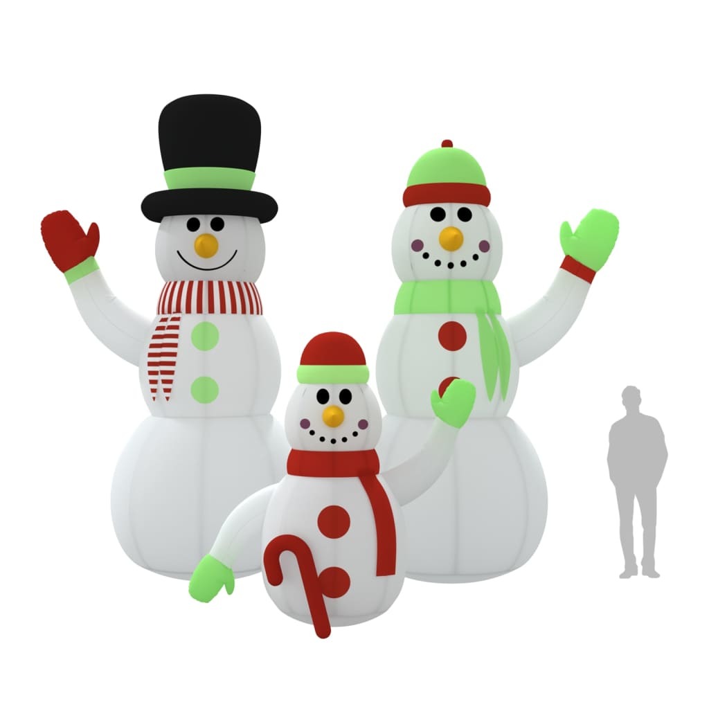 Inflatable Snowman Family with LEDs 16 ft