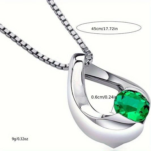 "Sterling silver track solitaire pendant necklace for women,  assorted gemstones, cushion cut, 6mm, with 18"" Italian chain"