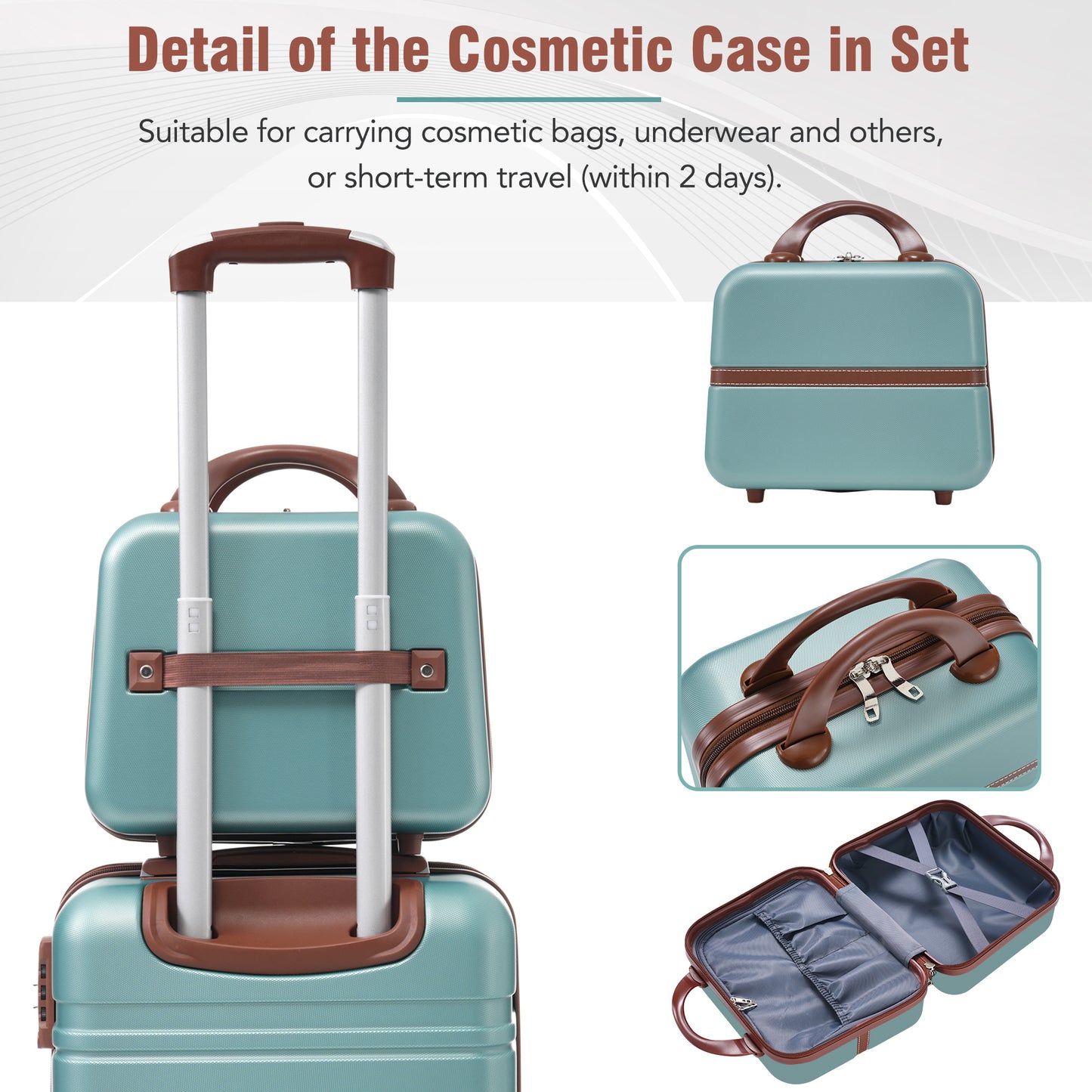 Hardshell Luggage Sets 4 Pieces 20"+24"+28" Luggages and Cosmetic Case Spinner Suitcase with TSA Lock Lightweight