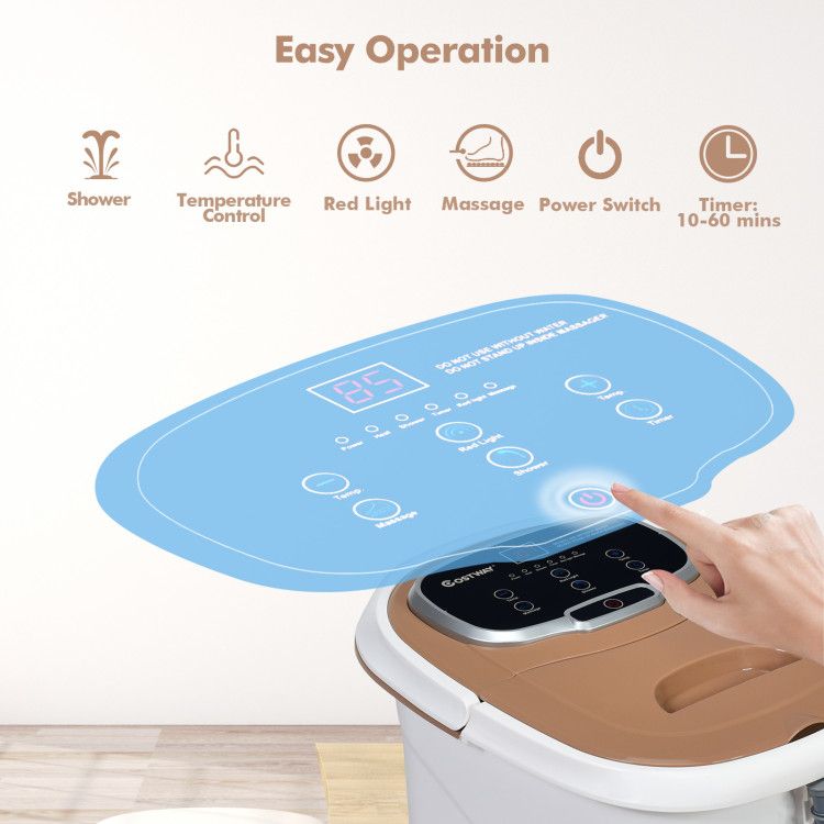 Portable All-In-One Heated Foot Spa Bath Motorized Massager