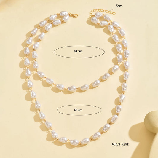 Elegant Double-Layer Pearl Necklace Set - Stylish  and Feminine Jewelry for Young Women
