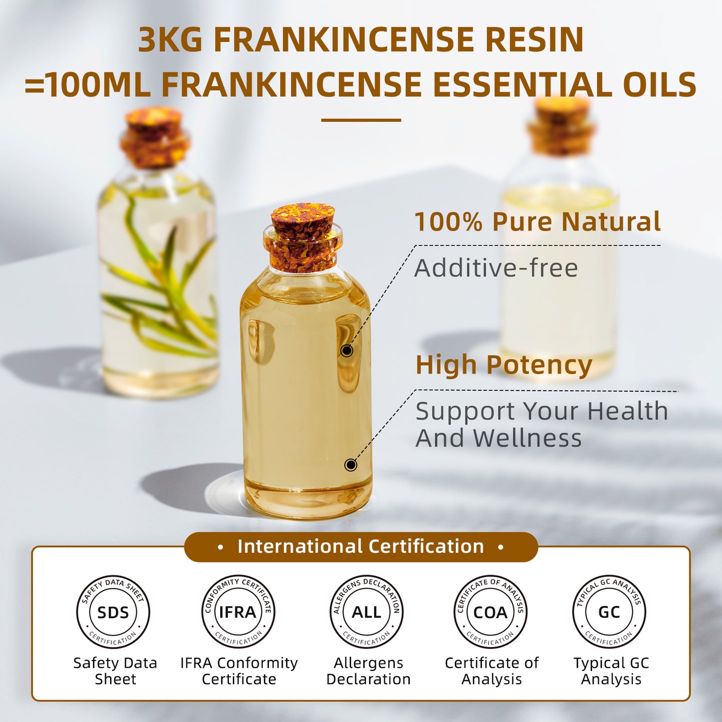 HIQILI 100ML Frankincense Essential Oils,100% Pure Nature for Aromatherapy, Diffuser, Humidifier, Massage, Relieve Stress