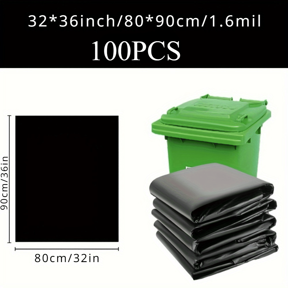 Multiple large heavy-duty tank liners - black plastic garbage bags for lawns, leaves, contractors, yards, and outdoor use