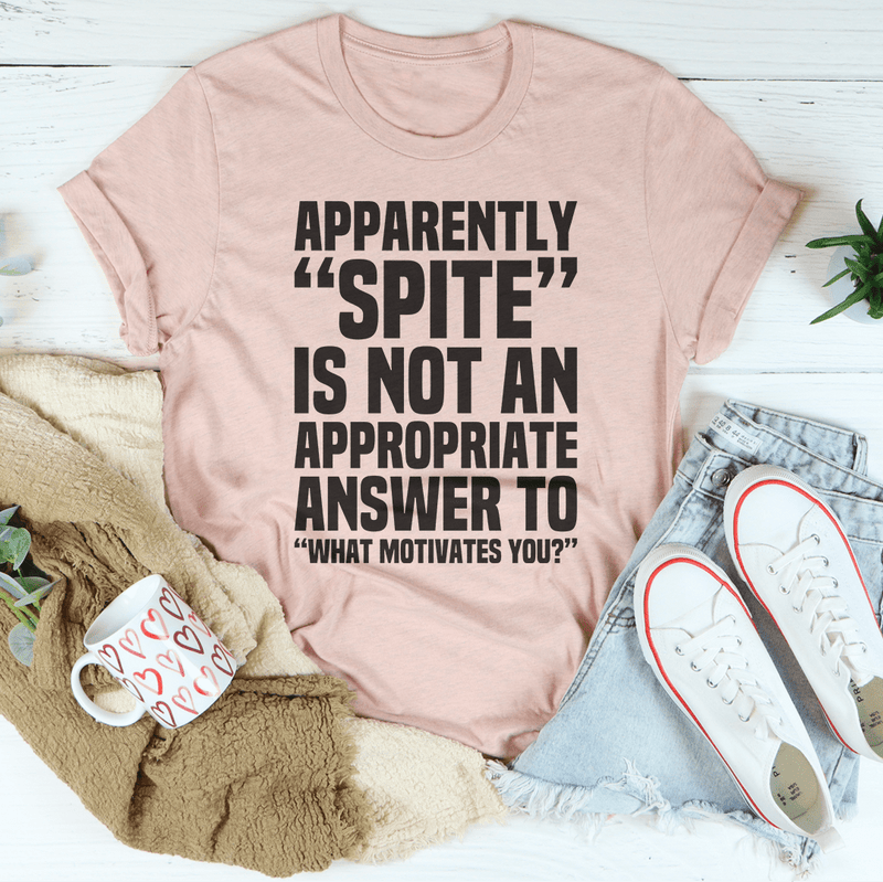 Apparently Spite Is Not An Appropriate Answer To What Motivates You T-Shirt