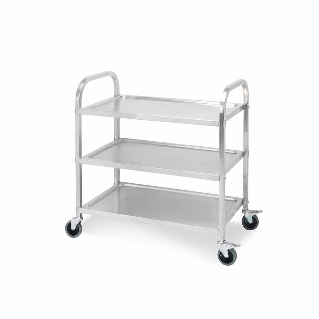 SOGA 3 Tier 95x50x95cm Stainless Steel Kitchen Dinning Food Cart Trolley Utility Size Large