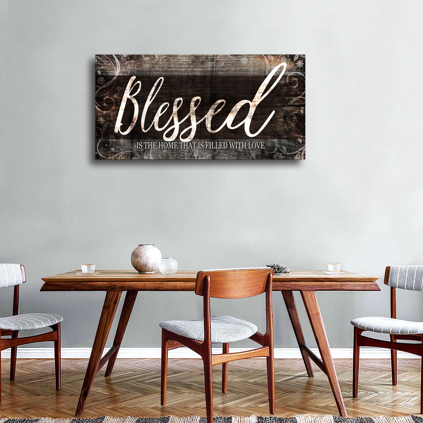 Blessed Home Quote Canvas Wall Art|Brown Wall Decor for Living Room|Blessed is the home Christian Wall Art|Ready to Hang Wall Picture for Dining Room Bedroom Decoration