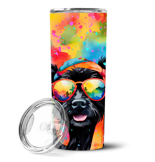 Scottish Terrier Hippie Dawg Stainless Steel Skinny Tumbler Vacuum Double Walled Reusable Insulated Tumbler Travel Cup for Coffee Cocktails Gift with Lid, 20 oz