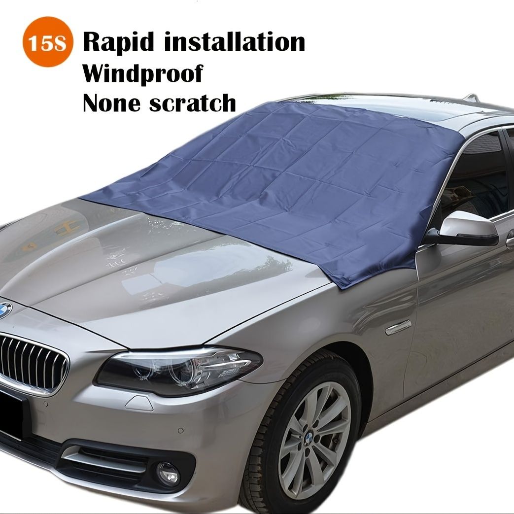 Magnetic Edges Windshield Snow Cover - Frost Windshield Cover - Snow, Ice, Frost Guard No More Scraping - Door Flaps Windproof Fits Most Car, SUV, Truck, Van with 70"x 54"