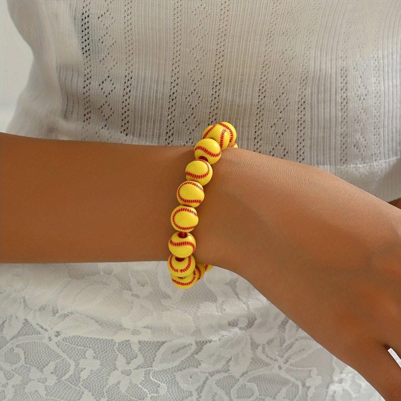 "Baseball Charm Bracelets Softball Bracelet Baseball  Beaded Bracelets Adjustable Sports Theme Bracelets Gifts for Boys Teen"