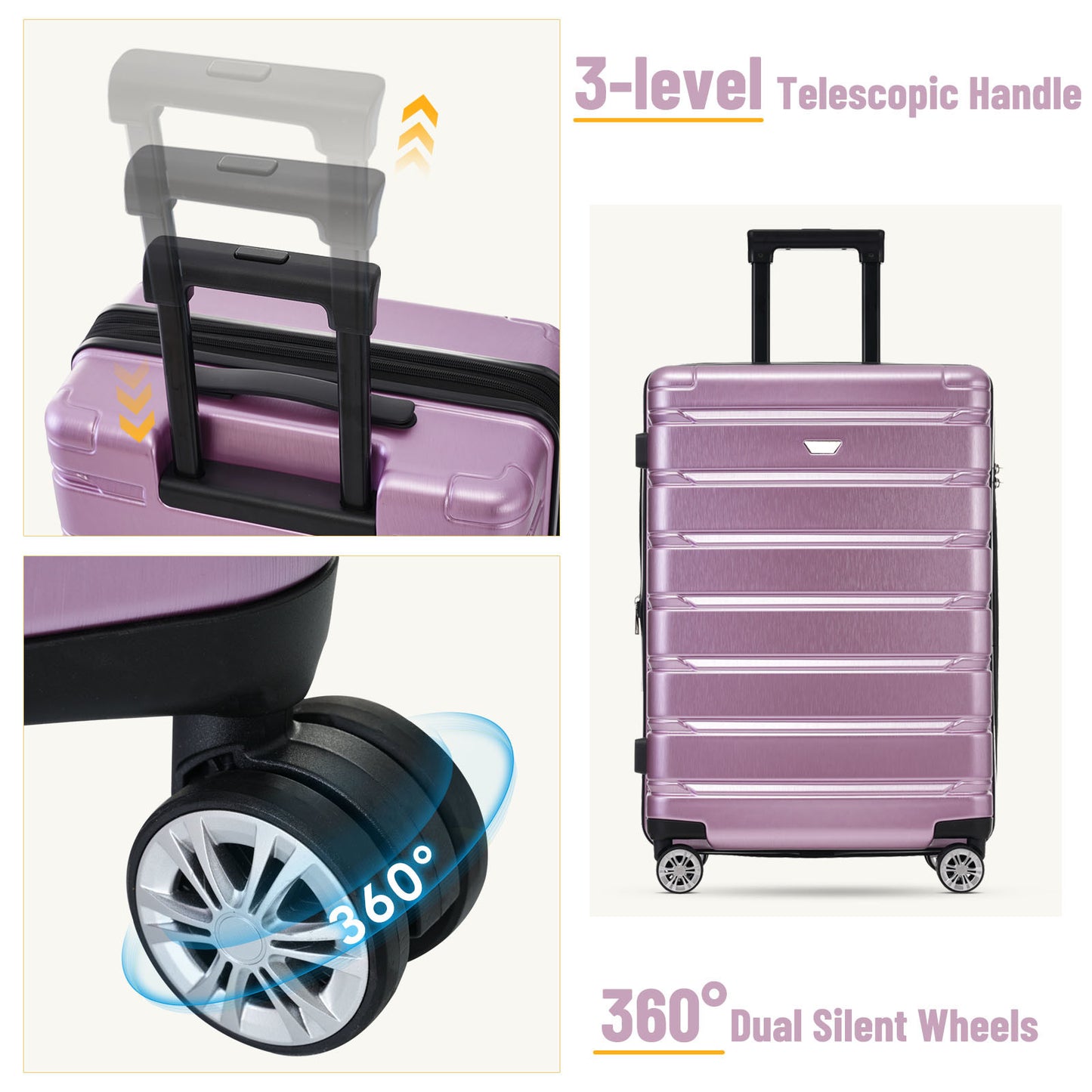 3 Piece Luggage Set Suitcase Set, Lightweight Durable Suitcase with Wheels and TSA Lock, Expandable Travel Family Luggage for Men Women 20" 24" 27"