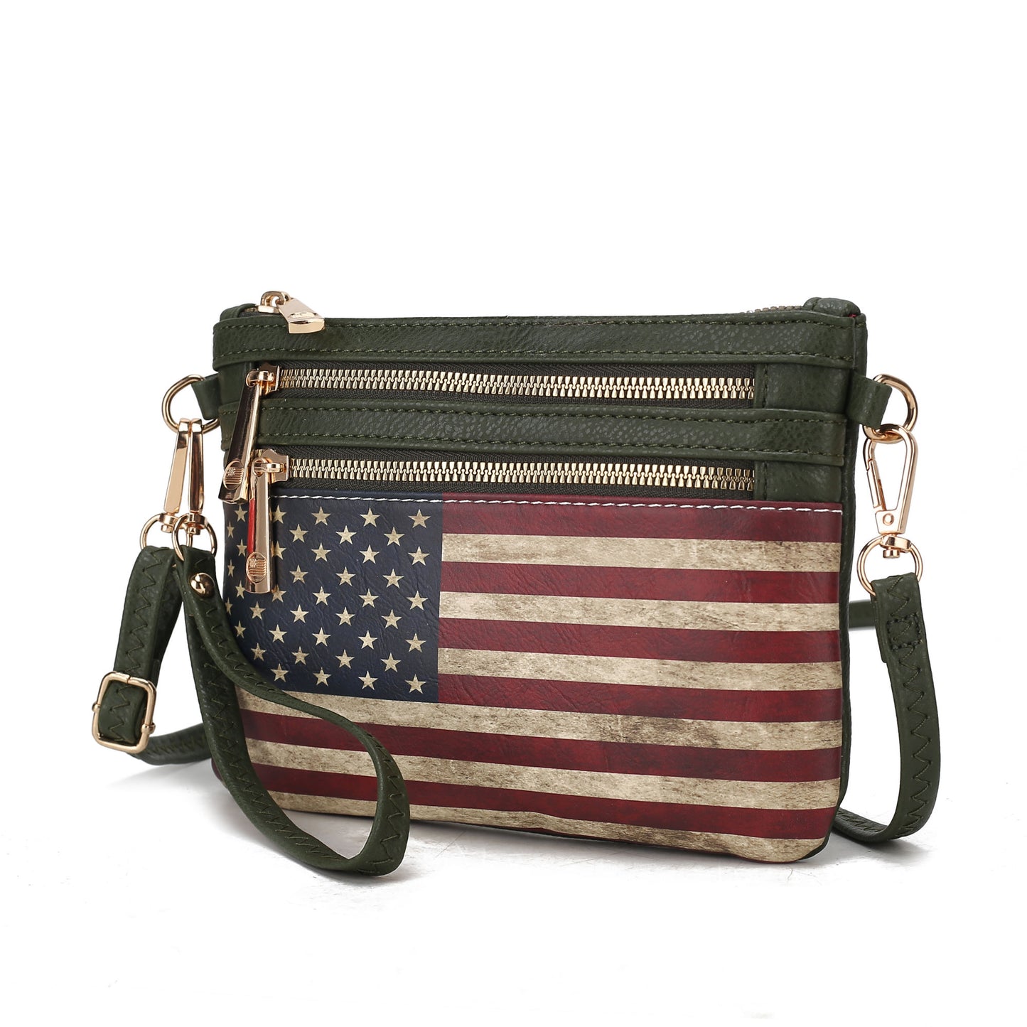 MKF Collection Alisson Vegan Leather Women FLAG Crossbody-Wristlet Bag by Mia K