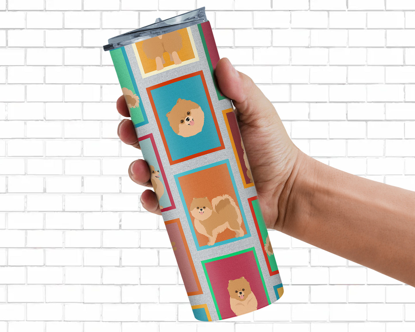 Lots of Orange Pomeranian Stainless Steel Skinny Tumbler Vacuum Double Walled Reusable Insulated Tumbler Travel Cup for Coffee Cocktails Gift with Lid, 20 oz