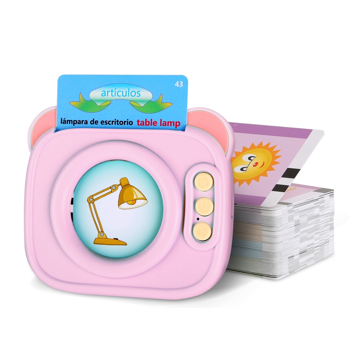 Spanish & English Talking Flash Cards 224 Sight Words Bilingual Flash Cards Rechargeable Card Early Education Device Educational Toy for Boys Girls Aged 1 2 3 4 5 6 7 8 Years Old