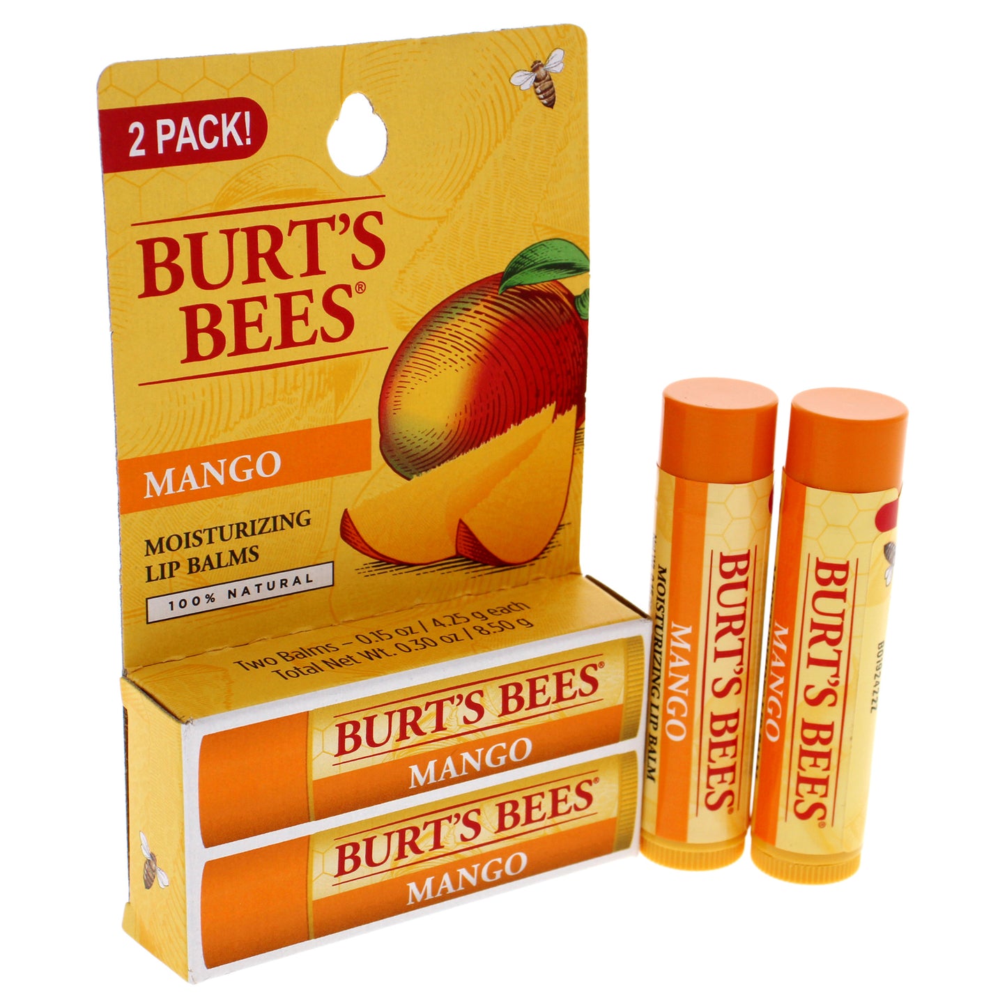 Mango Moisturizing Lip Balm Twin Pack by Burts Bees for Unisex - 2 x 0.15 oz Lip Balm