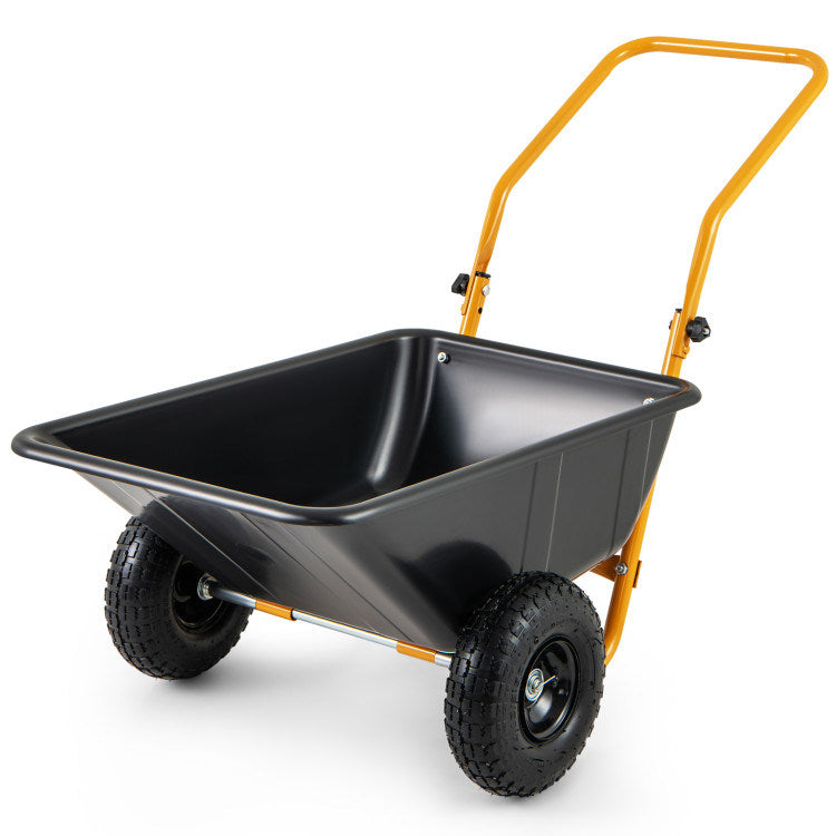 Dual-Wheel Wheelbarrow Garden Utility Cart with Pneumatic Tires