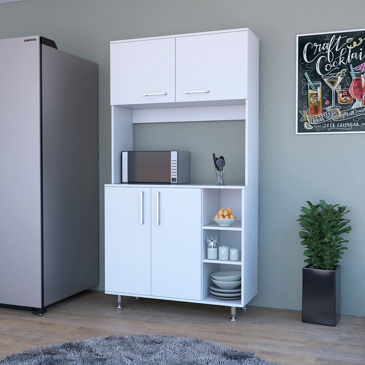 Colorado Pantry Cabinet; Three Open Shelves