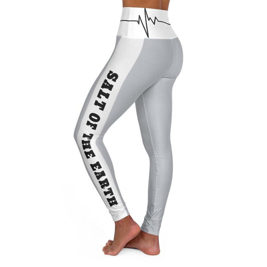 High Waisted Yoga Leggings, Slate Gray Salt Of The Earth Matthew 5:13 Beating Heart Sports Pants