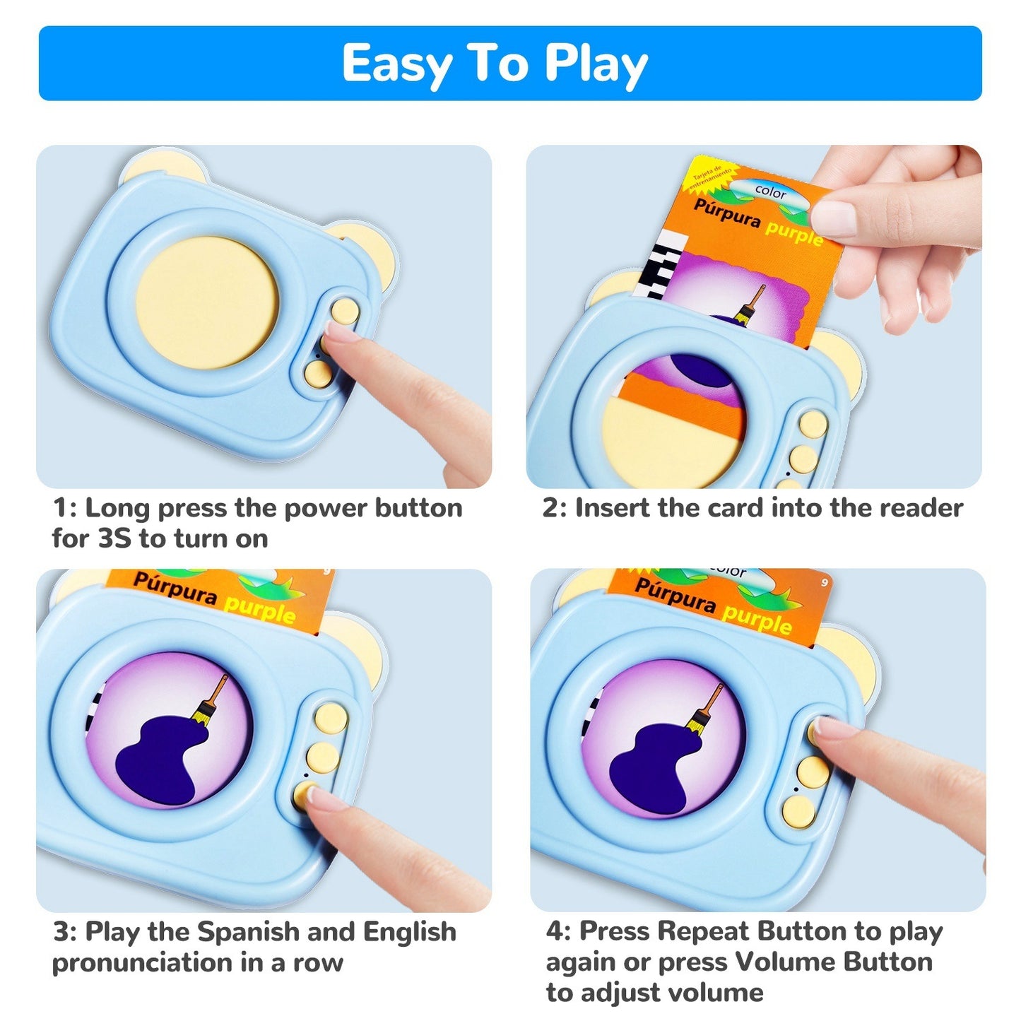 Spanish & English Talking Flash Cards 224 Sight Words Bilingual Flash Cards Rechargeable Card Early Education Device Educational Toy for Boys Girls Aged 1 2 3 4 5 6 7 8 Years Old