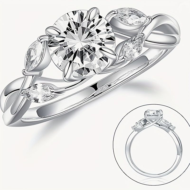 "1.2ct Willow Leaf Moissanite Women's Engagement Ring, 1.2ct D Color VVS1 Clarity Lab  Made Wedding Ring 925 Sterling Silver Branch Moissanite Ring Women's Gift