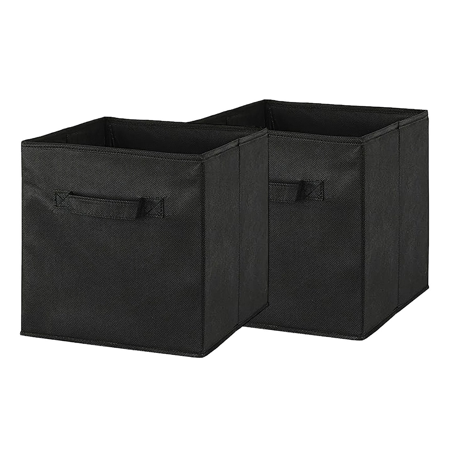 2 Sets Storage Bin Non-Woven Fabric Cube Organizer with Handle Foldable Cube Basket For Shelves Closet Living Room Bedroom Black